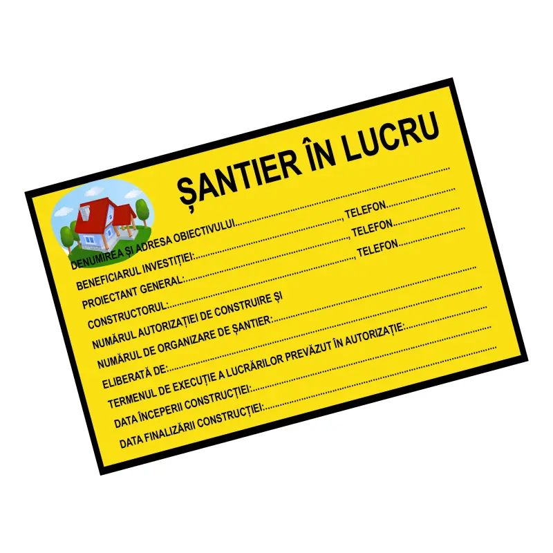 Santier in lucru, autocolant, dimensiune 300x200mm, model 049